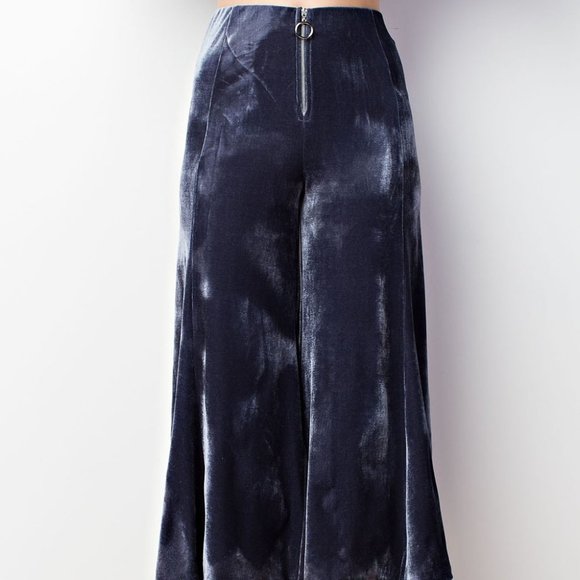 Velvet Culottes High Waisted Retro Capri Pants - Picture 2 of 5